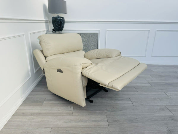 FV Link Beige Genuine Leather Pwr Recliner Armchair + Headrest + Rocking1