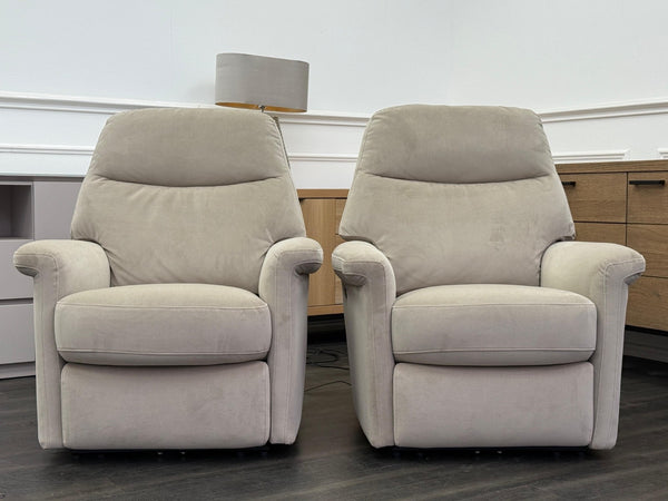 Furniture Village Lilie Pair of Armchairs in Beige fabric Power Recliner18