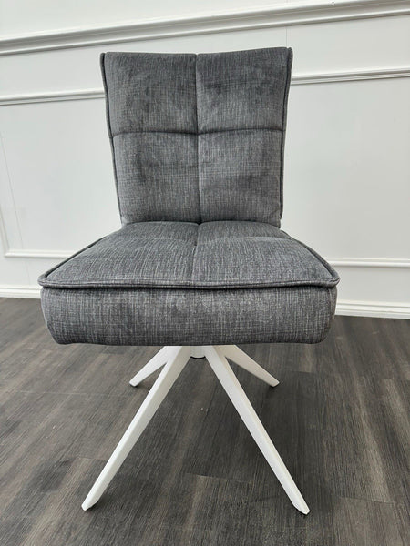 Furniture Village Glacier grey fabric swivel dining chair (Pre-sale)1