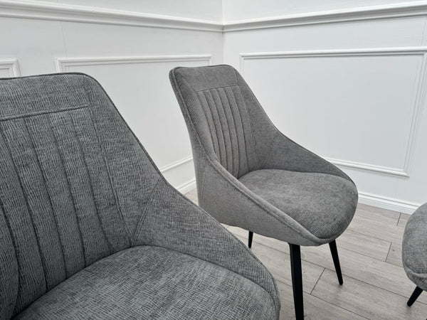 Furniture Village Crete Set Of 6 Swivel Dining Chairs Grey Fabric2