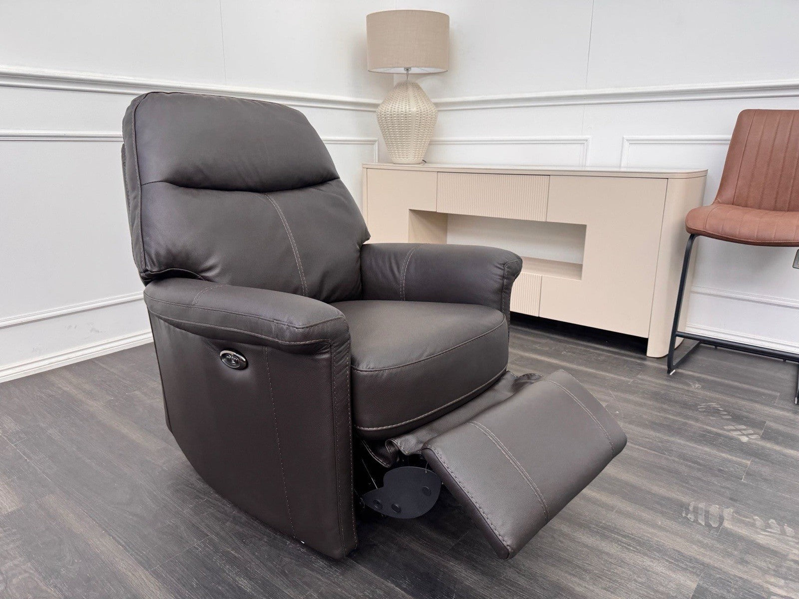 FV Lille Dark Brown Leather Armchair Power Recliner0