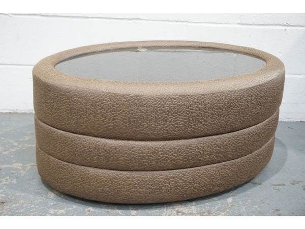 Duresta Luca designer patterned fabric glass top oval3