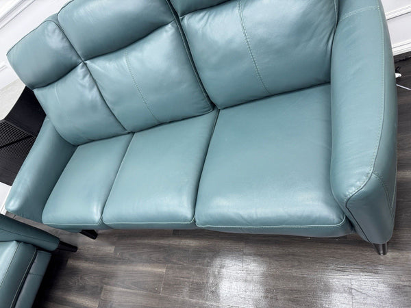 Furniture Village Petit 3 & 3 Seater Sofa Set Power Recliner Lake Green Leather14