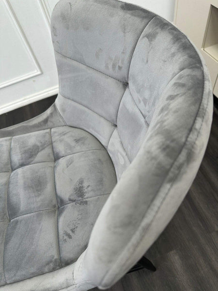 FV Kos Standard Dining Barstool Grey Velvet (Choose Quantity)3