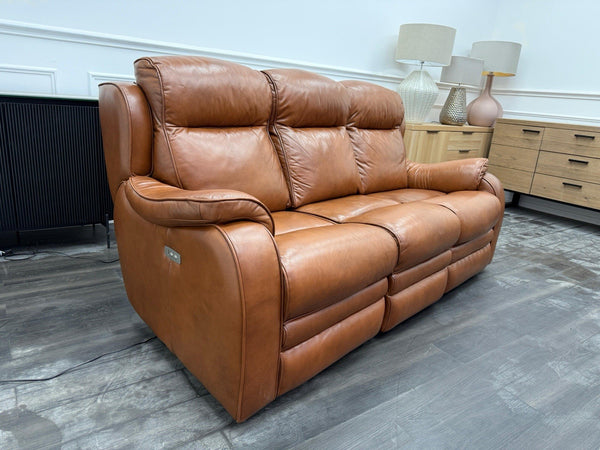 Parker Knoll Boston Brown Leather Power Recliner 3 Seater Sofa3