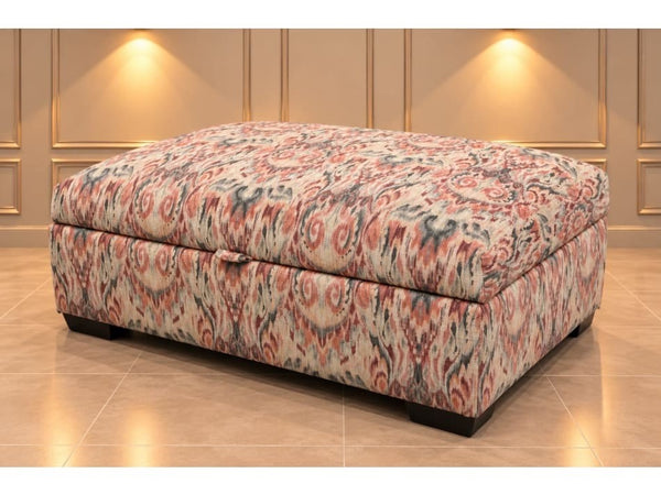 Parker Knoll Designer patterned fabric large rectangular storage footstool0