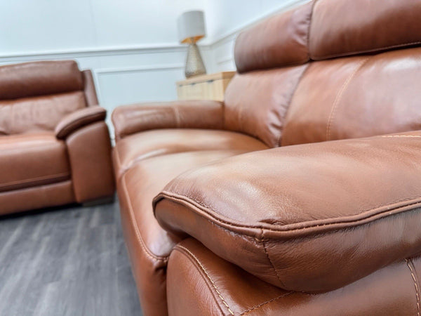 Furniture Village Starlight 3+2 Seater Sofa Set Power Recliner Tan Brown Leather20