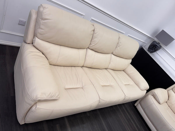 Furniture Village Link 3 + 3 Seater Sofa Set Static Beige Leather11