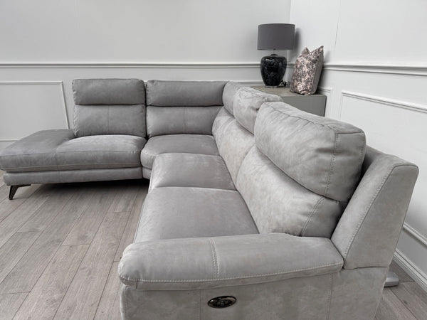 Furniture Village Contempo Grey Microfibre Power Recliner L Shape Corner Sofa19