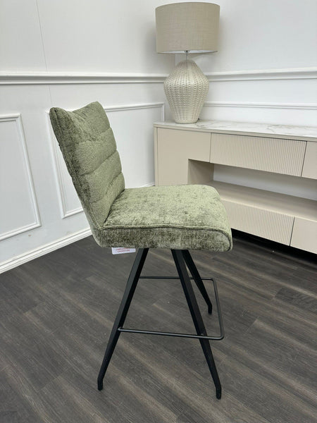 Furniture Village Saturn Green Fabric Swivel Dining Barstool0