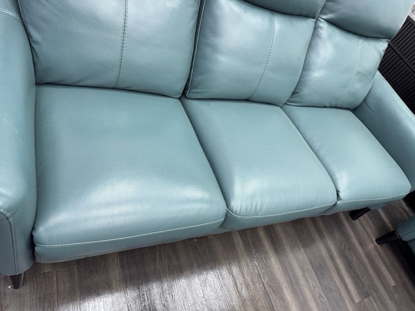 Furniture Village Petit 3 & 3 Seater Sofa Set Power Recliner Lake Green Leather12