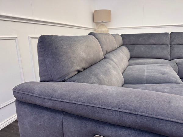 Furniture Village Moet Dark Grey Fabric Power Recliner Corner Sofa Headrests2