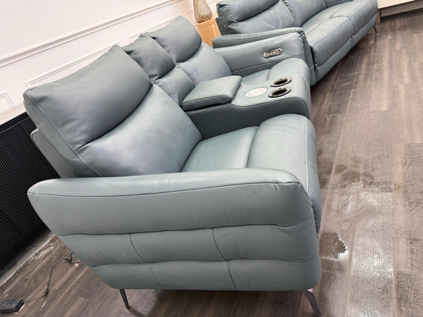 Sofology Renato Power Recliner 3 + 2 Seater Sofa Set Green Leather22