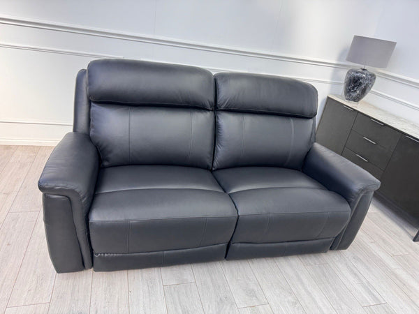 LA Z BOY PARIS Power Recliner 3 Seater Sofa In Black Leather Power Headrest13