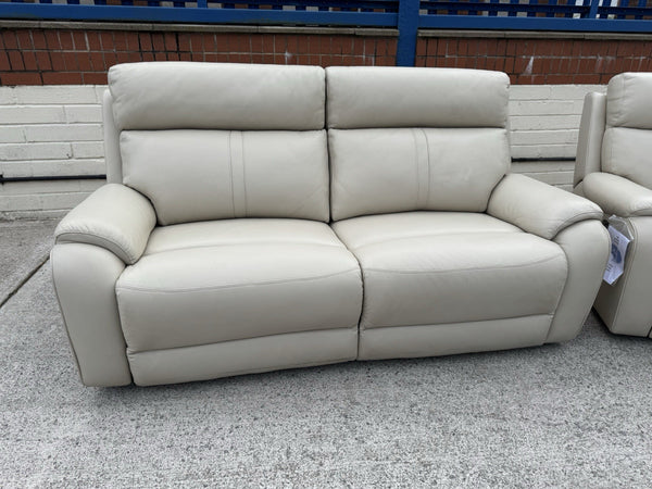 LA-Z-BOY WINCHESTER LEATHER POWER RECLINER 3 SEATER SOFA & ARMCHAIR SET - Cream15