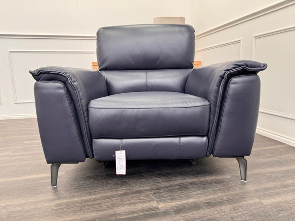 DFS Auberon Power Recliner Armchair Navy Leather Power Headrest12
