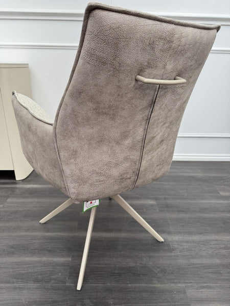 FV Mirage Taupe Beige Fabric Swivel Dining Chair With Arms set of 6 (Delivery)2