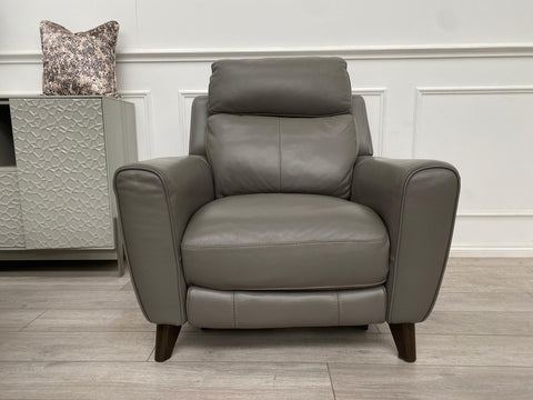 Furniture Village Zen Grey Leather Power Recliner Armchair + Headrest + Lumbar0