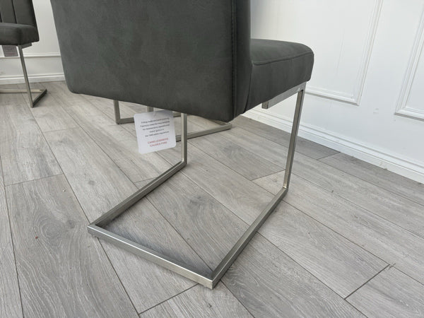 Furniture Village Grigio Pair of Grey Suede Dining Chairs5