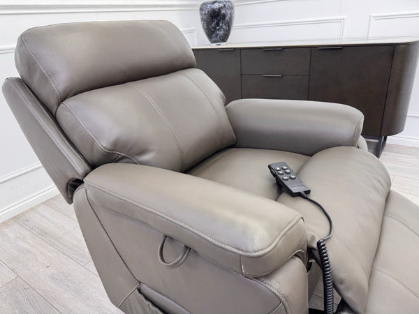 DFS Lift and Rise Electric Power Recliner Armchair Grey Genuine Leather6