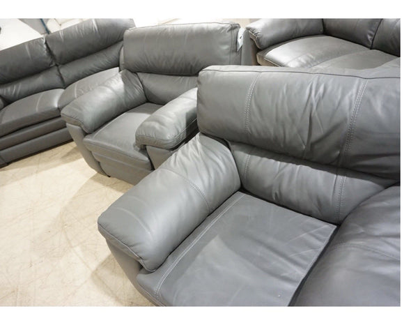 Furniture Village Cozee Dark Grey Leather 3 Seater Sofa + 2x Armchairs Set1