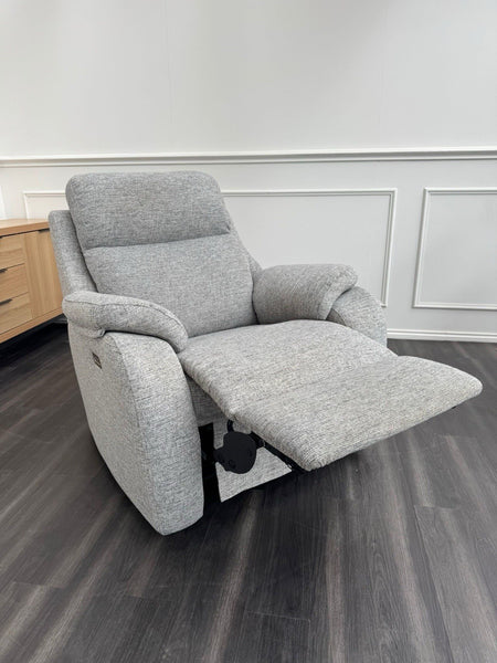 G Plan Kingsbury Power Recliner Armchair Light Grey Fabric RRP £24250