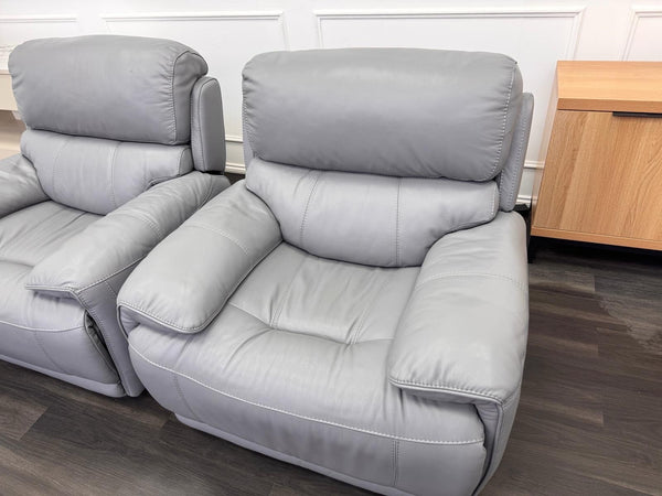 Furniture Village Link Power Recliner 2 Seater + 2x Armchairs Set Grey Leather17