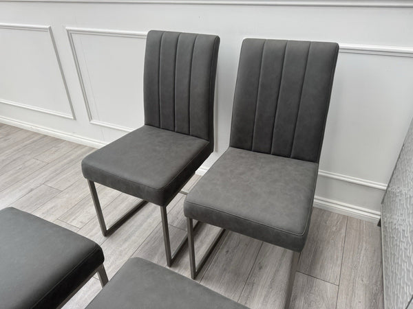 Furniture Village Grigio Set of 4 Grey Suede Dining Chairs5