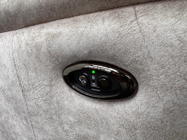 Furniture Village Rowen Beige Fabric Armchair Power Recliner+Swivel+Rocking6