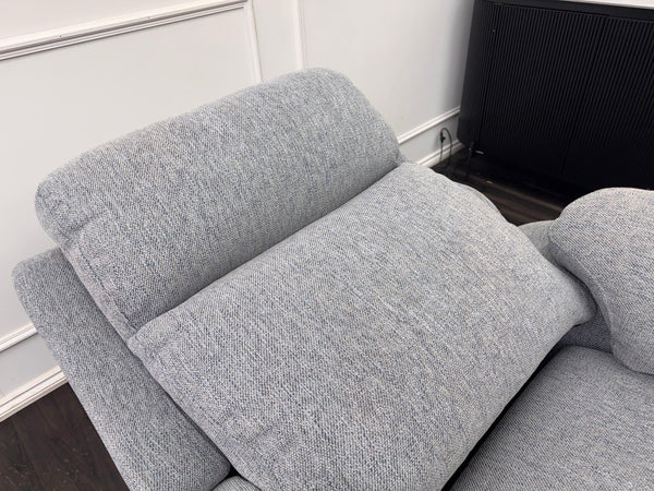 G Plan Kingsbury Power Recliner Armchair Woven Light Blue/ Grey RRP £24257