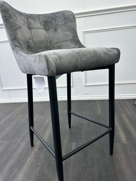 FV Kos Standard Dining Barstool Grey Velvet (Choose Quantity)1