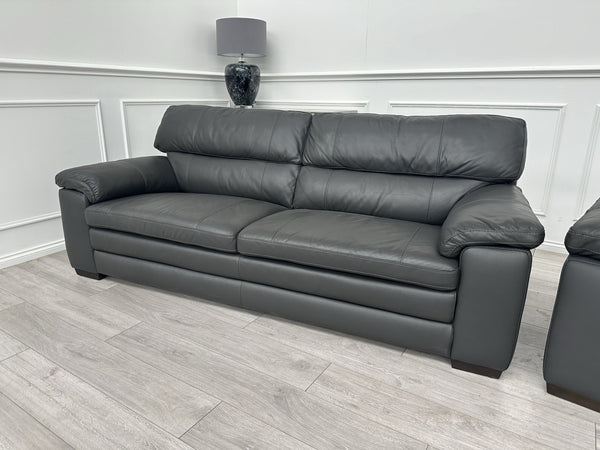 Furniture Village Cozee Dark Grey Premium Leather 3+2 Seater Sofa Set (Delivery)4