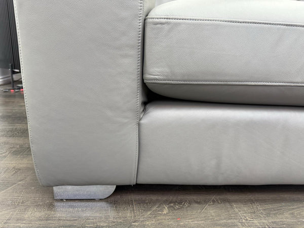 Next Houghton Grey Leather Corner Sofa Open End With Footstool9