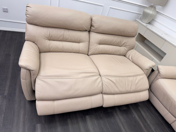 Furniture Village Chicago 3 & 2 Seater Sofa Set Power Recliner Pebble Leather12