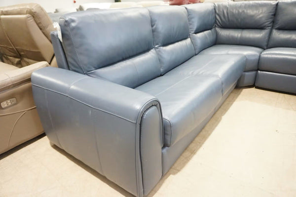 FV Flex blue leather Power Recliner 3 piece Corner Sofa Metal Action Sofabed1