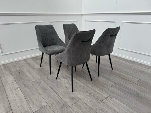 Furniture Village Crete Set Of 4 Swivel Dining Chairs Grey Fabric1