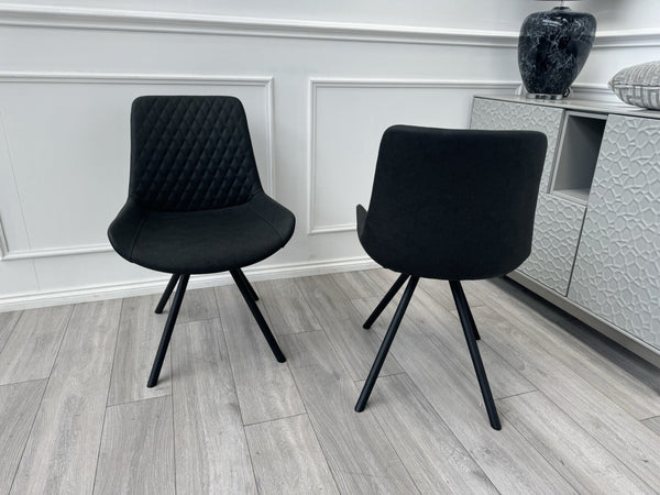 Furniture Village Ion/Rocket Charcoal Grey Suede/Microfibre Pair ofDining Chairs5