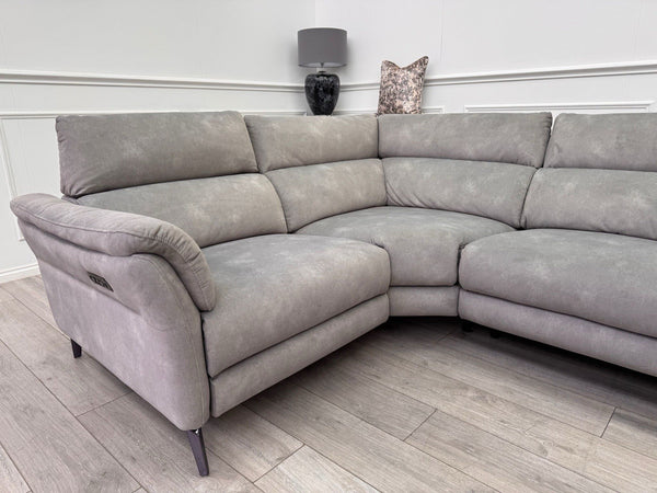 Sofology Missouri Corner Sofa In Silver Grey Fabric Power Recliner + Headrest7