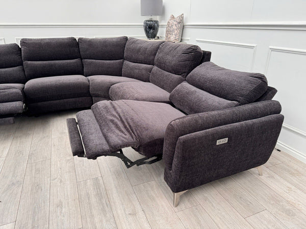 DFS Black Fabric Corner Sofa Power Recliner Modular Sofa4