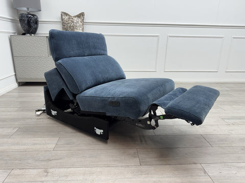 Sofology Plaza Middle Section Power Recliner & Headrest Chenille Denim Blue0
