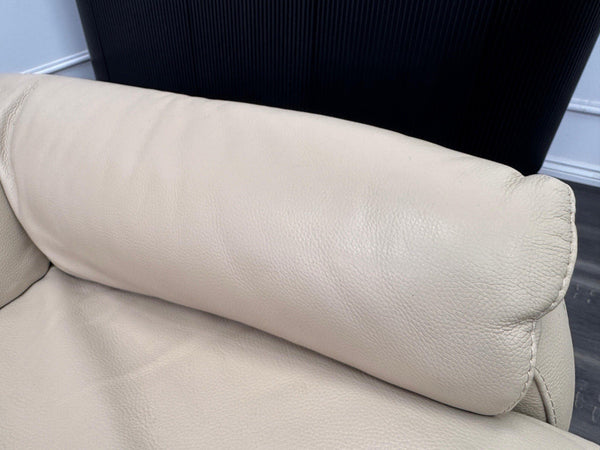 Furniture Village Rowen Beige Leather Pair Of Armchairs Power Recliner11