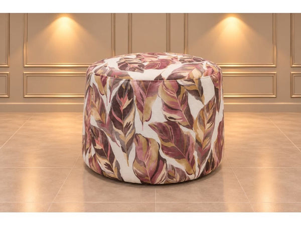 Colins & Hayes deisgner floral patterned fabric large circular footstool0