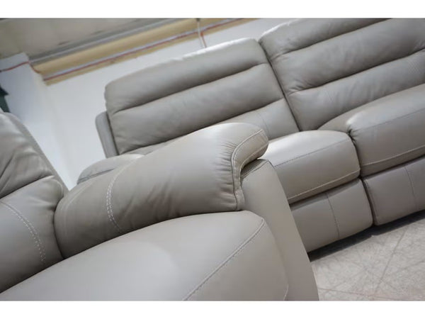 Furniture Village Taupe Leather Power Recliner 3 & 2 Seater Sofa Set2