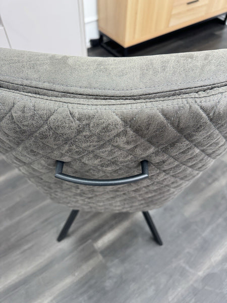 FV Loki Steel Grey Fabric Swivel Dining Chair With Handle (Choose Quantity)5