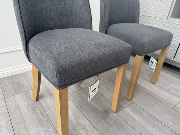 Furniture Village Hamilton Charcoal Fabric Set Of 4 Wooden Dining Chairs3