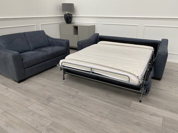 Furniture Village Optimus 3 Seater Sofabed + 2 Seater Sofa Set Navy Microfibre0