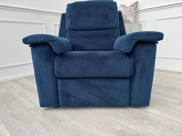 G Plan Harper Plush Indigo Premium Velvet Static Armchair RRP £1,3579