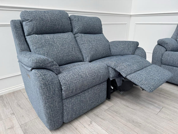 G Plan Kingsbury 2 + 2 Seater Sofa Set Power Recliner Shore Blue4