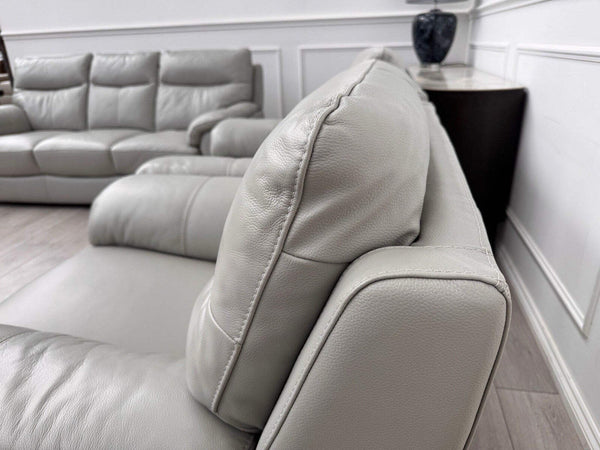 Furniture Village Grey Genuine Leather Sofa 3 Seater Sofa + 2x Armchairs Set5