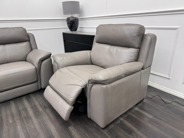 Furniture Village Grey Genuine Leather 3+1 Seater Sofa Set Power Recliner21